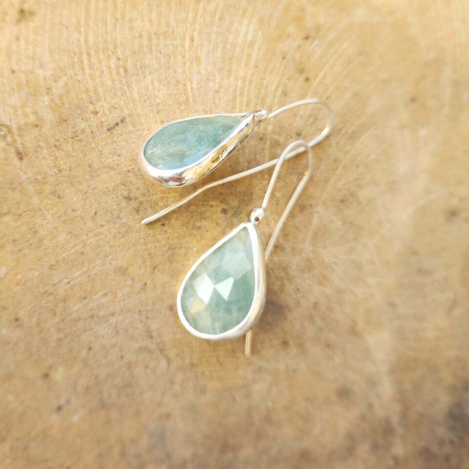 Safir Taşlı 925 Ayar Gümüş Sallantılı Küpe