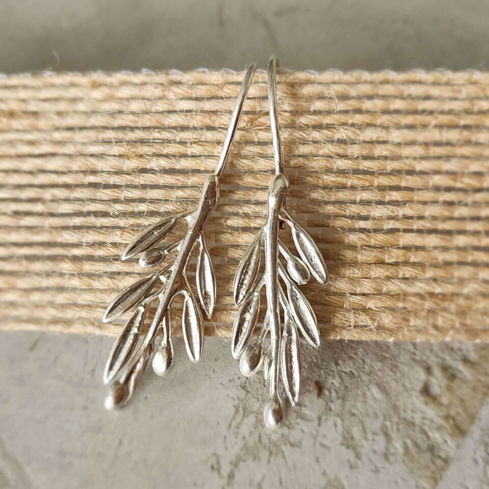 Olive (Zeytin Dalı) 925 Ayar Sallantılı Gümüş Küpe