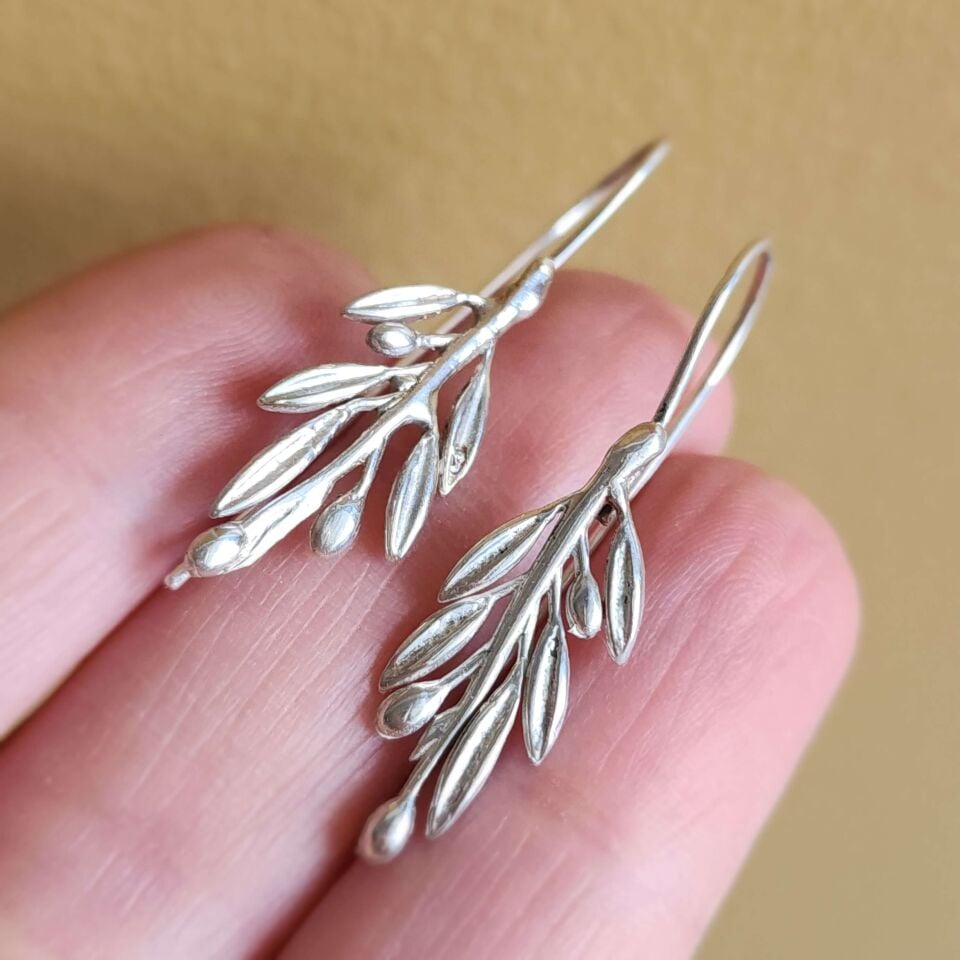 Olive (Zeytin Dalı) 925 Ayar Sallantılı Gümüş Küpe