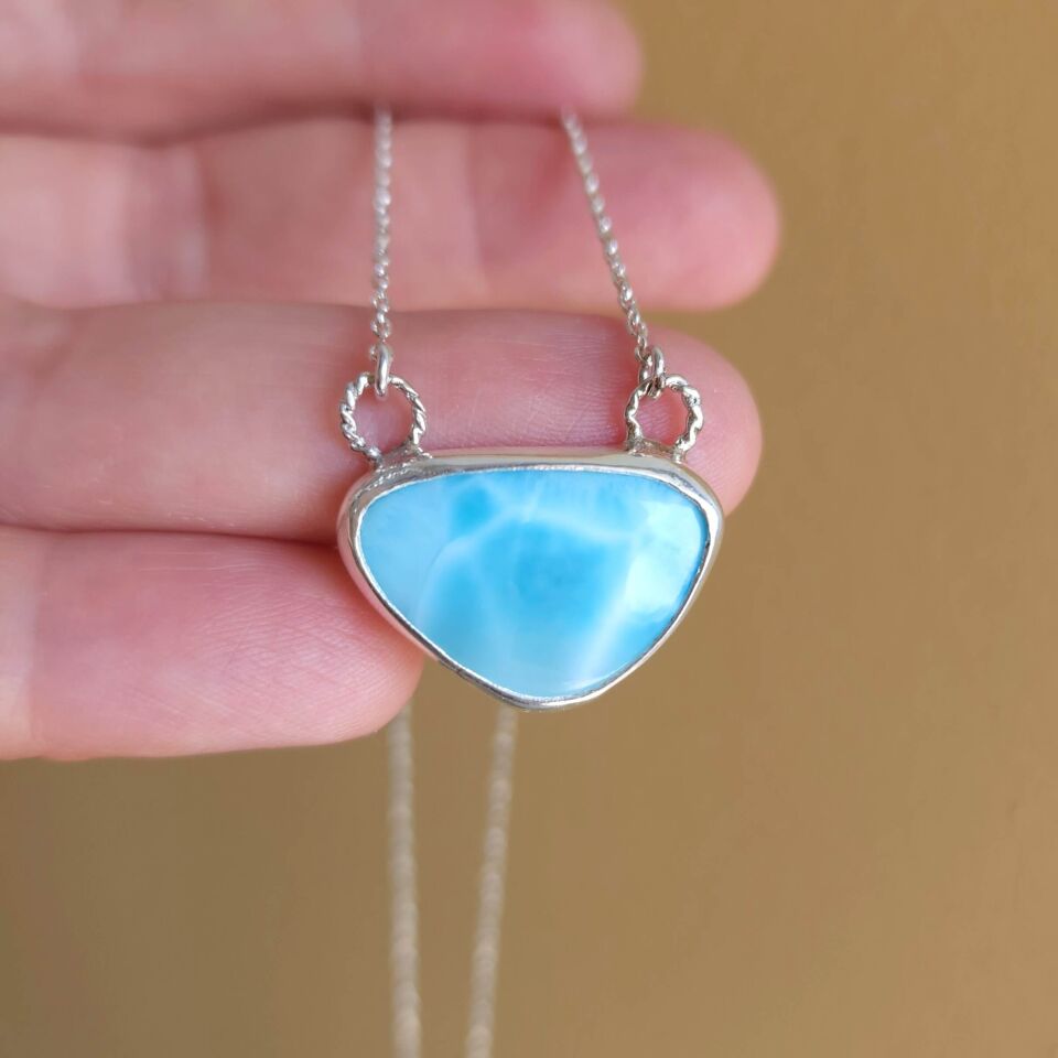 Larimar Taşlı Gümüş Kolye