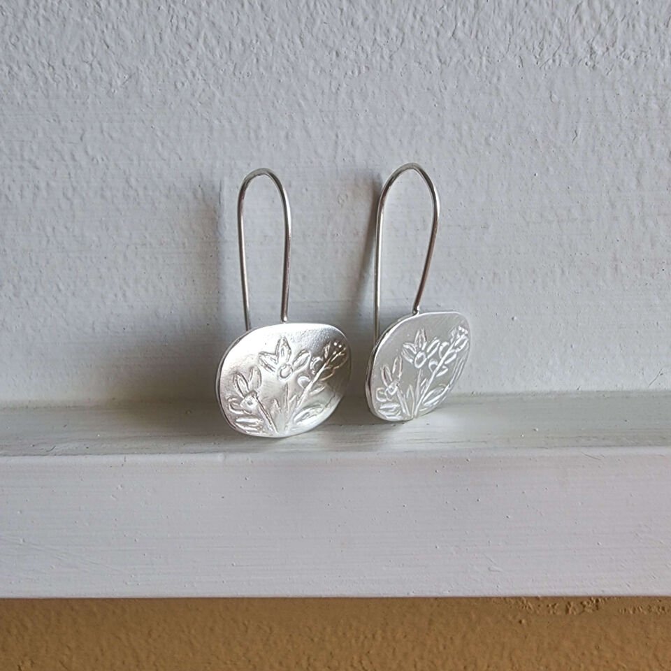 Floral 925 Ayar El Yapımı Gümüş Tasarım Küpe