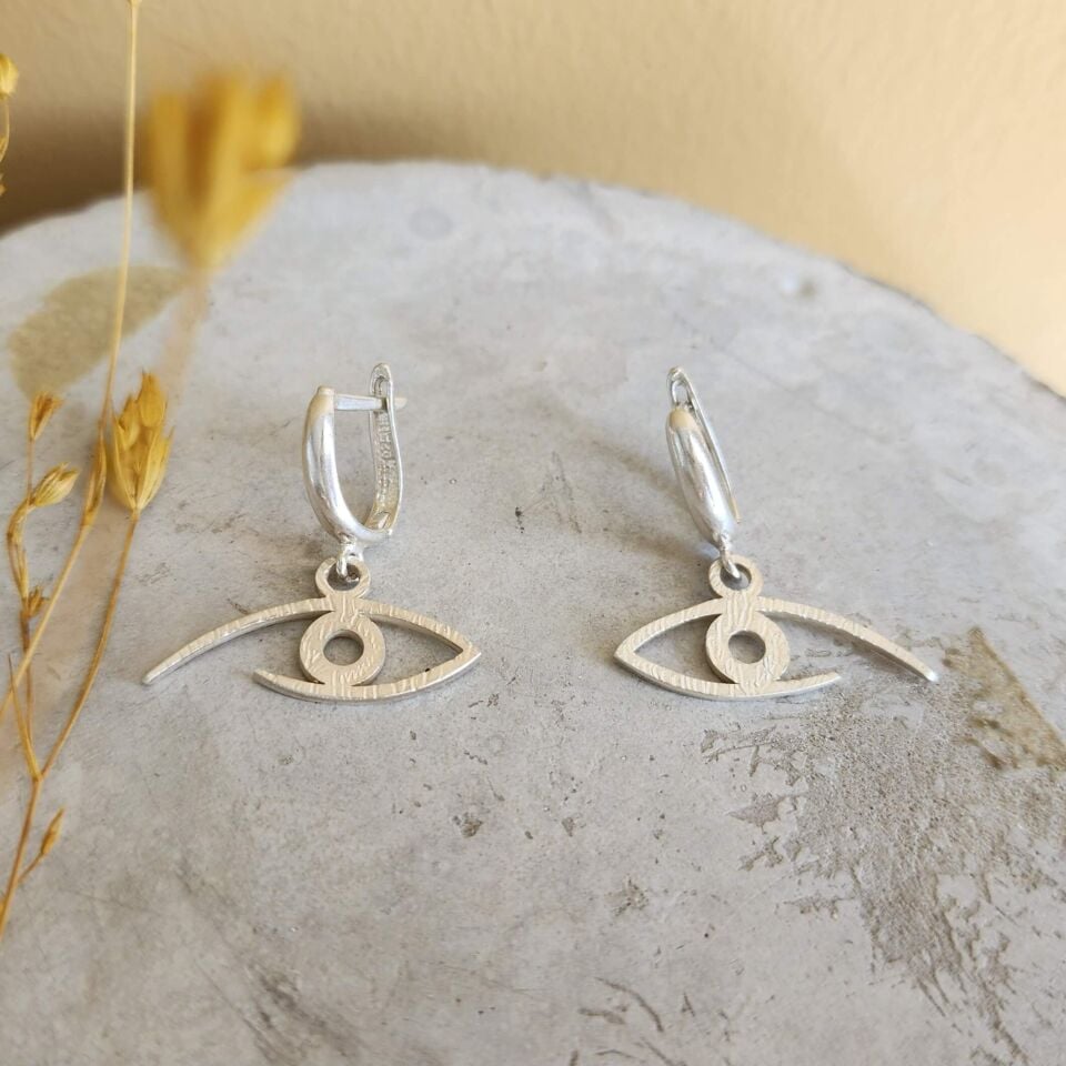 925 Ayar El Yapımı Gümüş Göz Küpe