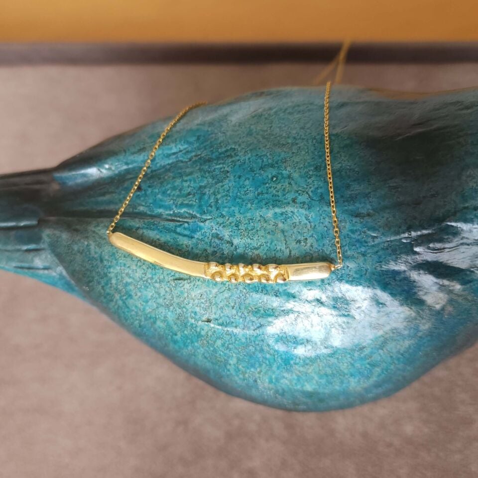 Altın Kaplama 925 Ayar El Yapımı Gümüş Tasarım Kolye