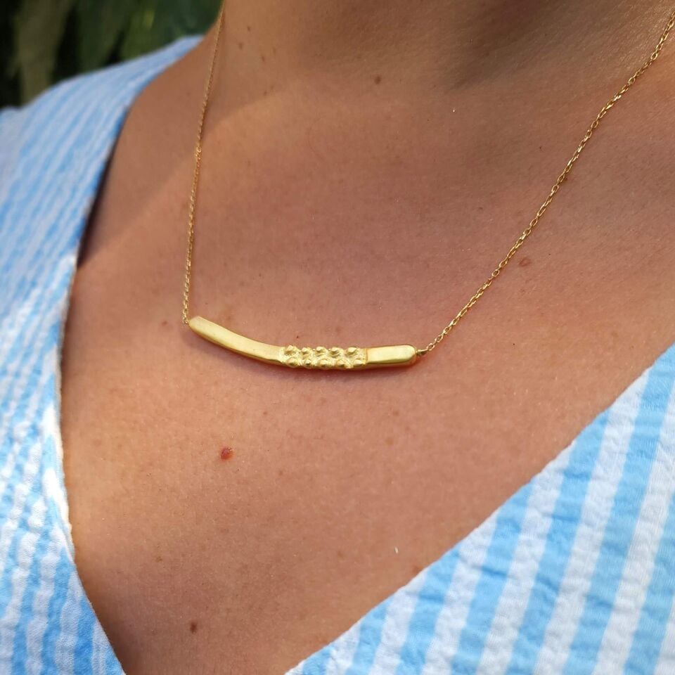 Altın Kaplama 925 Ayar El Yapımı Gümüş Tasarım Kolye