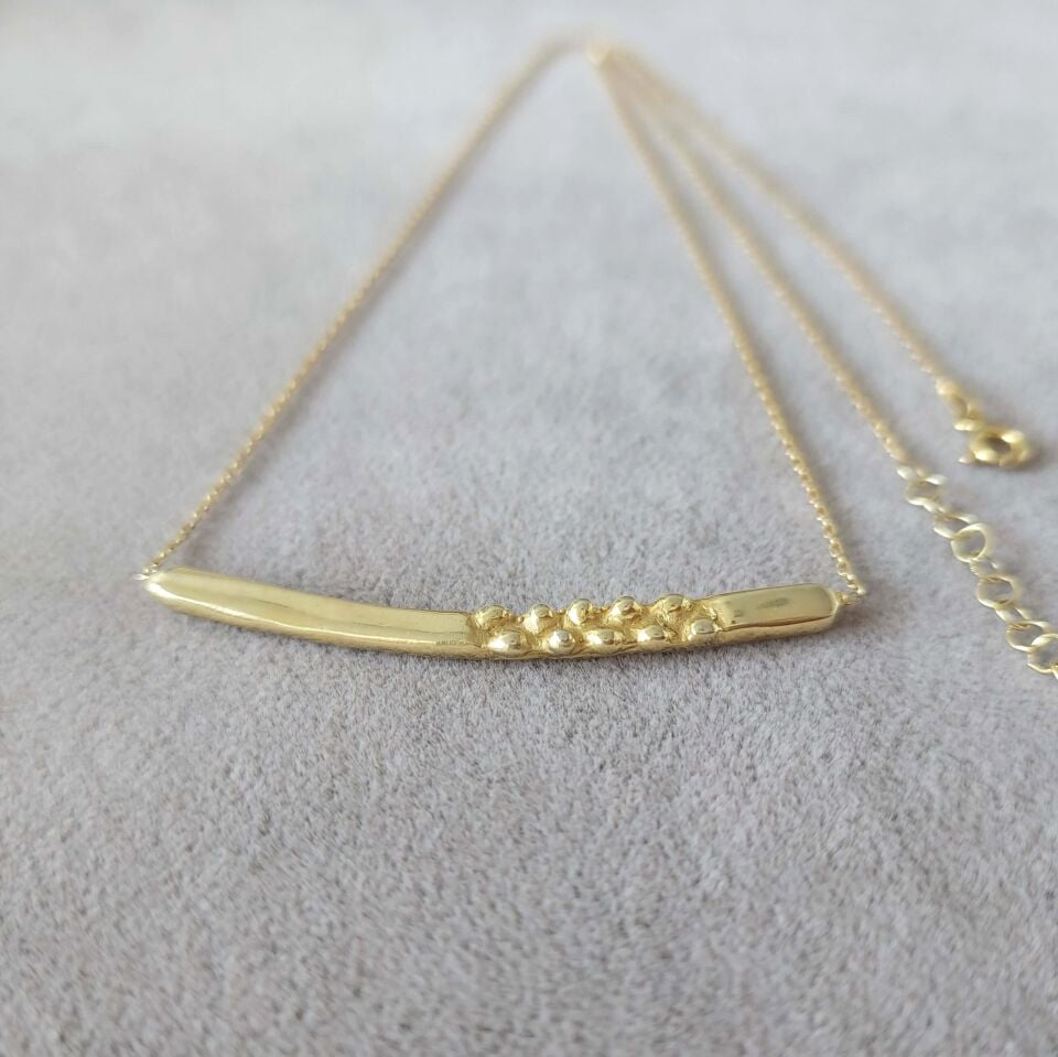 Altın Kaplama 925 Ayar El Yapımı Gümüş Tasarım Kolye