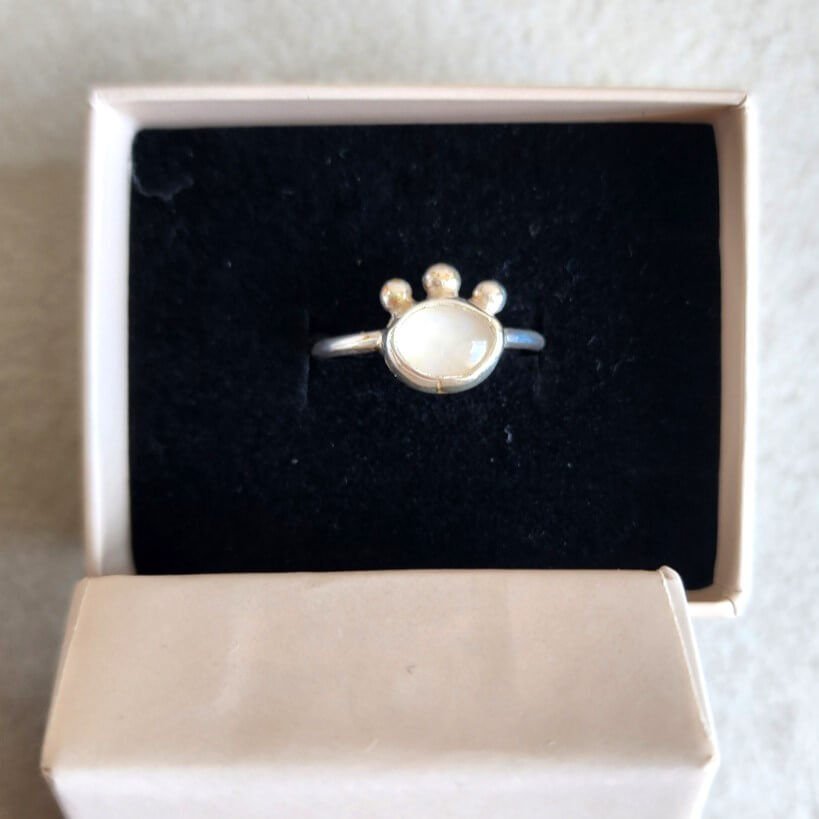 925 Ayar Gümüş El Yapımı Ay Taşı Tasarım Yüzük